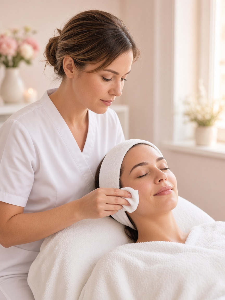 Уход за лицом в светлой студии Beauty Club